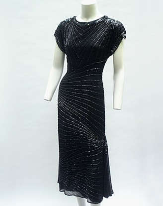 80S OLEG CASSINI ULTIMATE BLACK BEADED DRESS  6